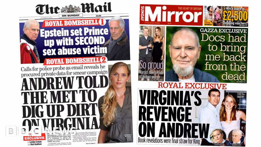 Newspaper headlines: 'Andrew told Met to dig up dirt on Virginia' and 'Virginia's revenge' - BBC