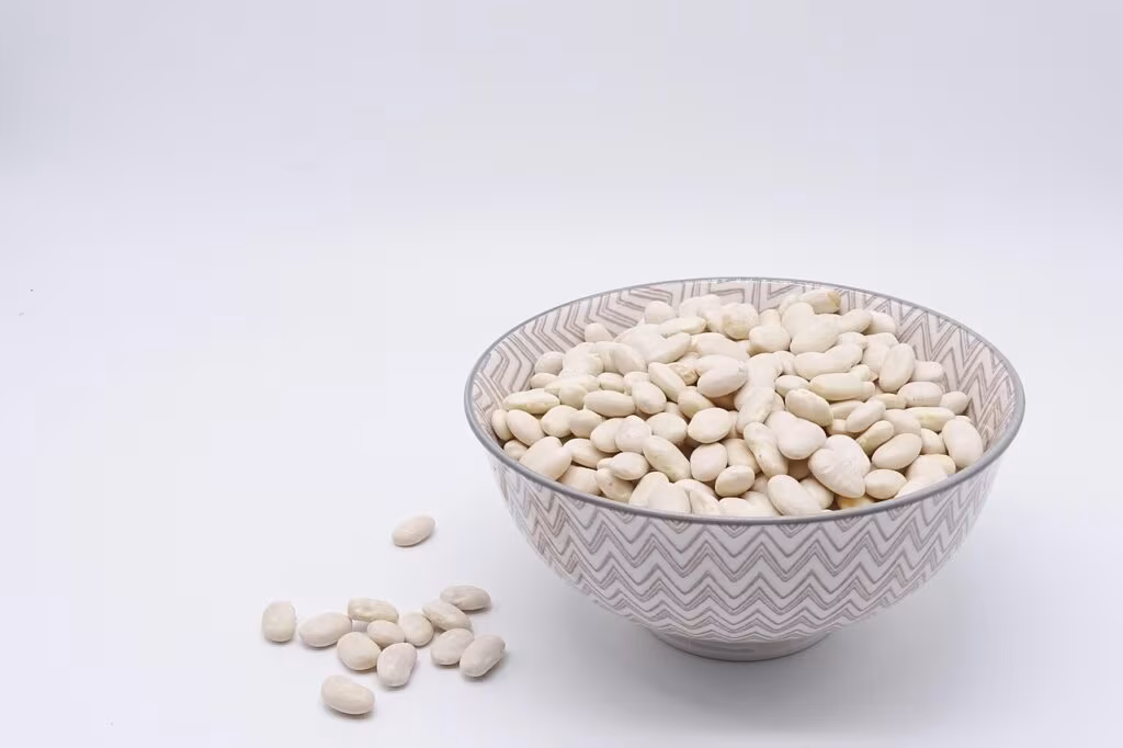 A colorful bowl filled with various high-protein plant sources like lentils, chickpeas, and beans.