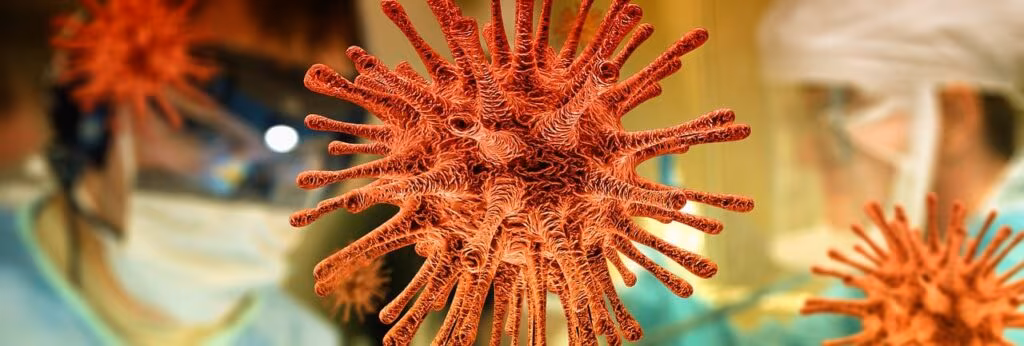 A scientist in a laboratory setting working with test tubes and a microscope, symbolizing public health research.