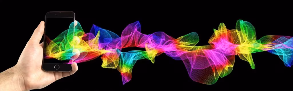 Close-up of a vibrant, colorful screen displaying high contrast images