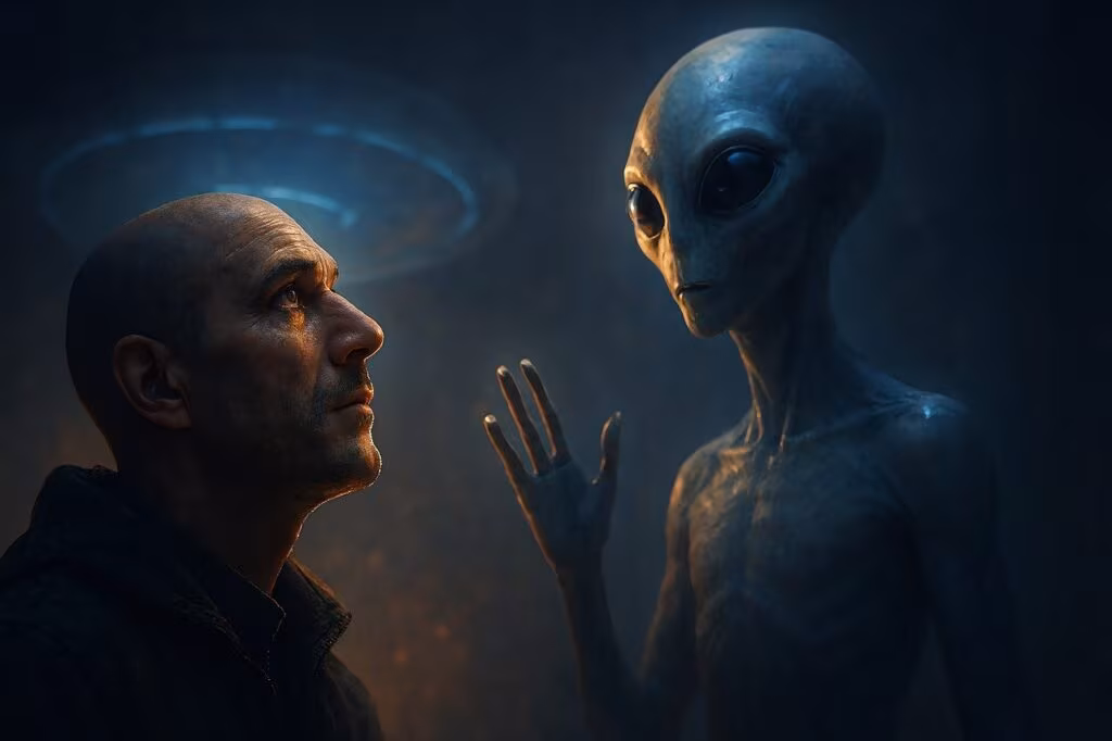 A dark, atmospheric jungle setting, suggesting the environment where the Predator hunts its prey in the new film.