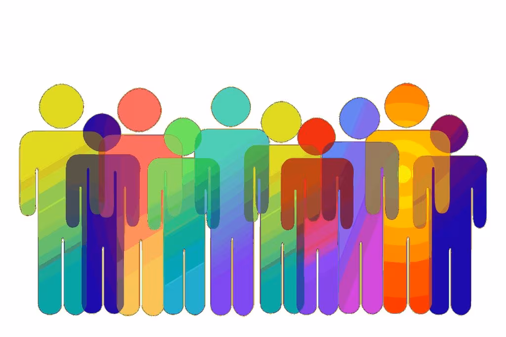 A diverse group of gamers smiling and interacting, symbolizing the inclusive nature of the Sims community.