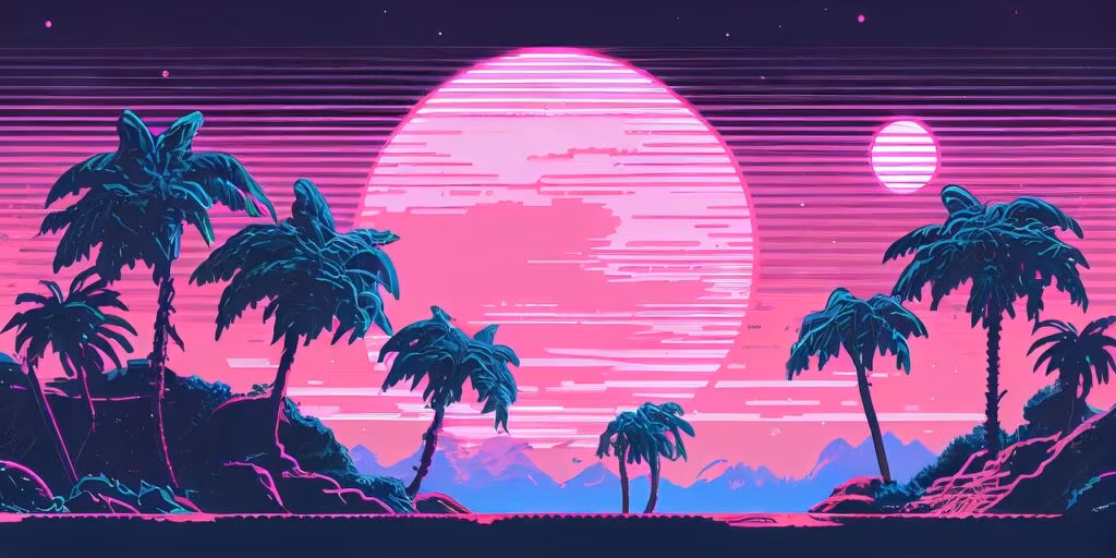 A group of teenagers on bikes in 1980s style clothing, reminiscent of the main cast of Stranger Things.