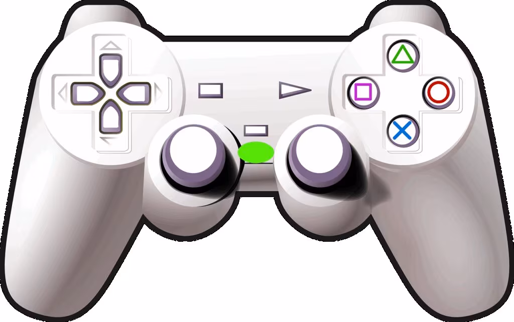 A person holding and playing the PlayStation Portal handheld device in a comfortable living room setting.