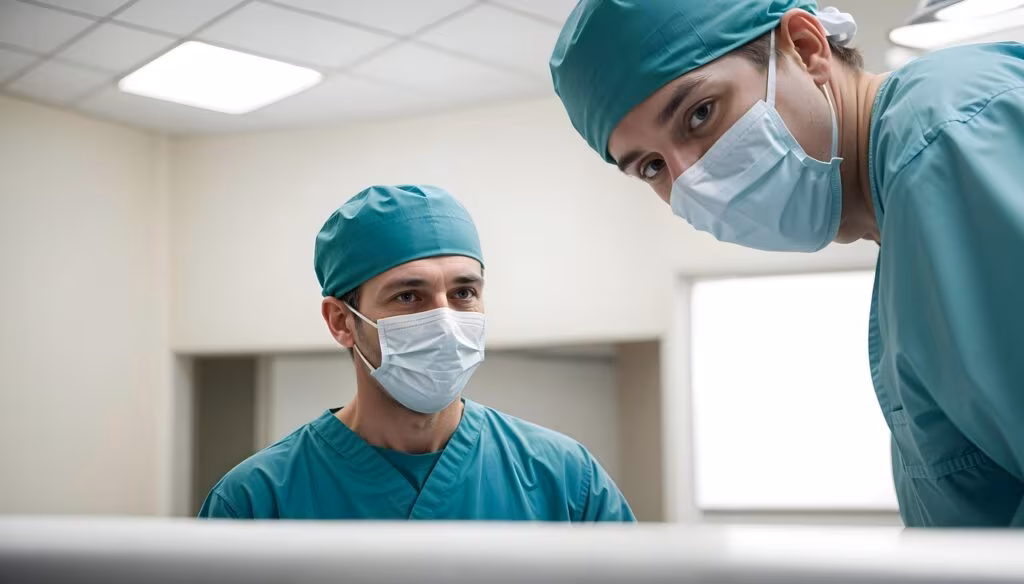A surgeon using robotic controls with haptic feedback to perform a delicate operation remotely.