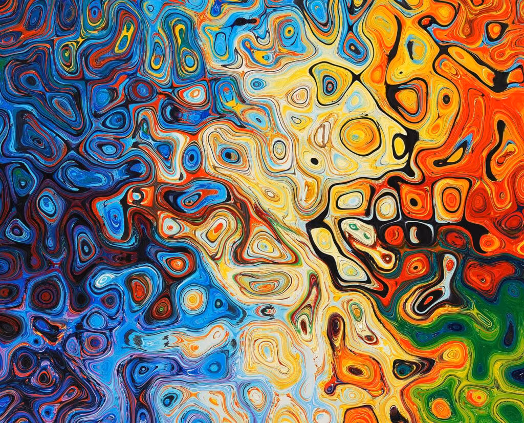 Abstract visualization of dark energy pushing apart the fabric of space and time.