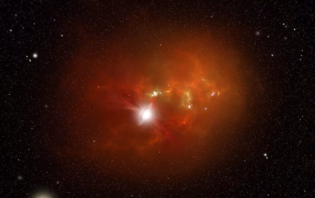 Astronomical telescope observing a distant galaxy where a Type Ia supernova has exploded