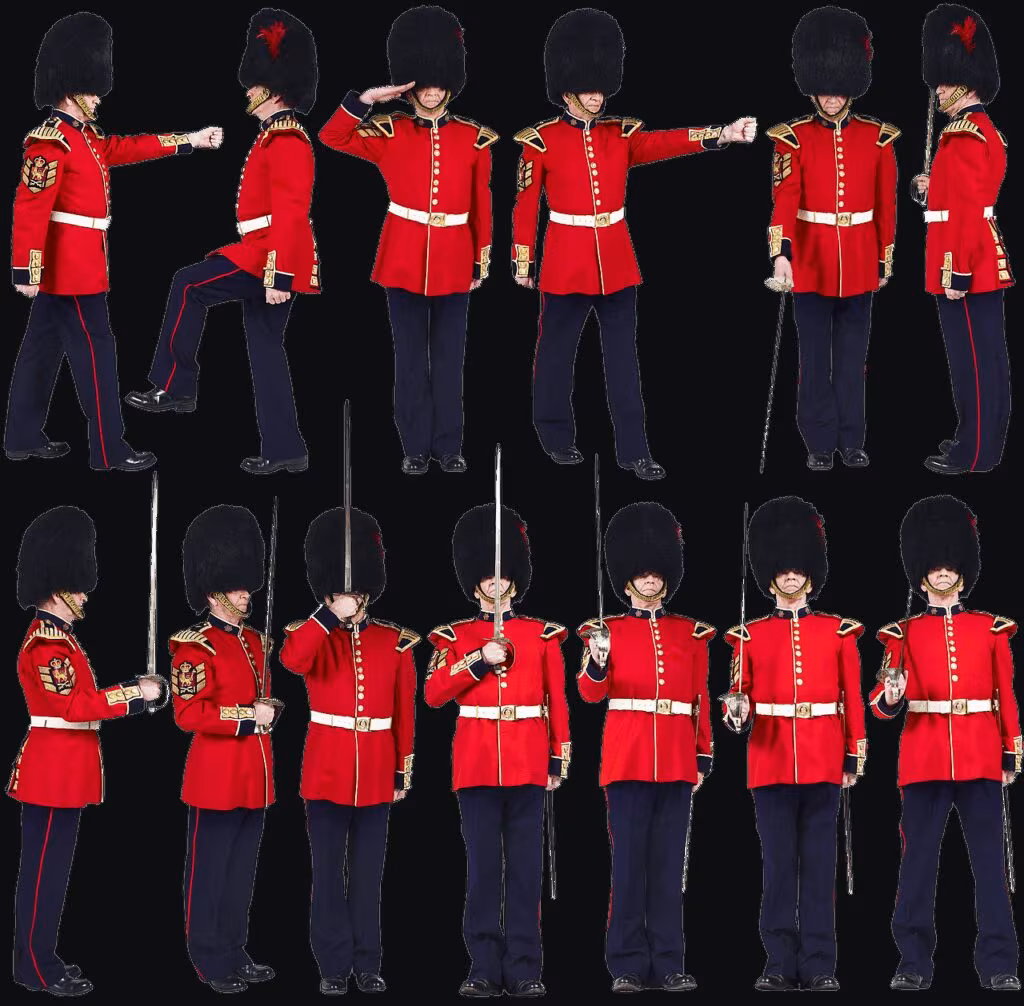 Buckingham Palace exterior with royal guards on duty, symbolizing the monarchy.
