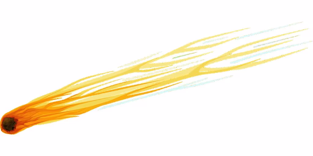 Conceptual image of a comet nucleus breaking apart in space, showing fragments and a faint tail.