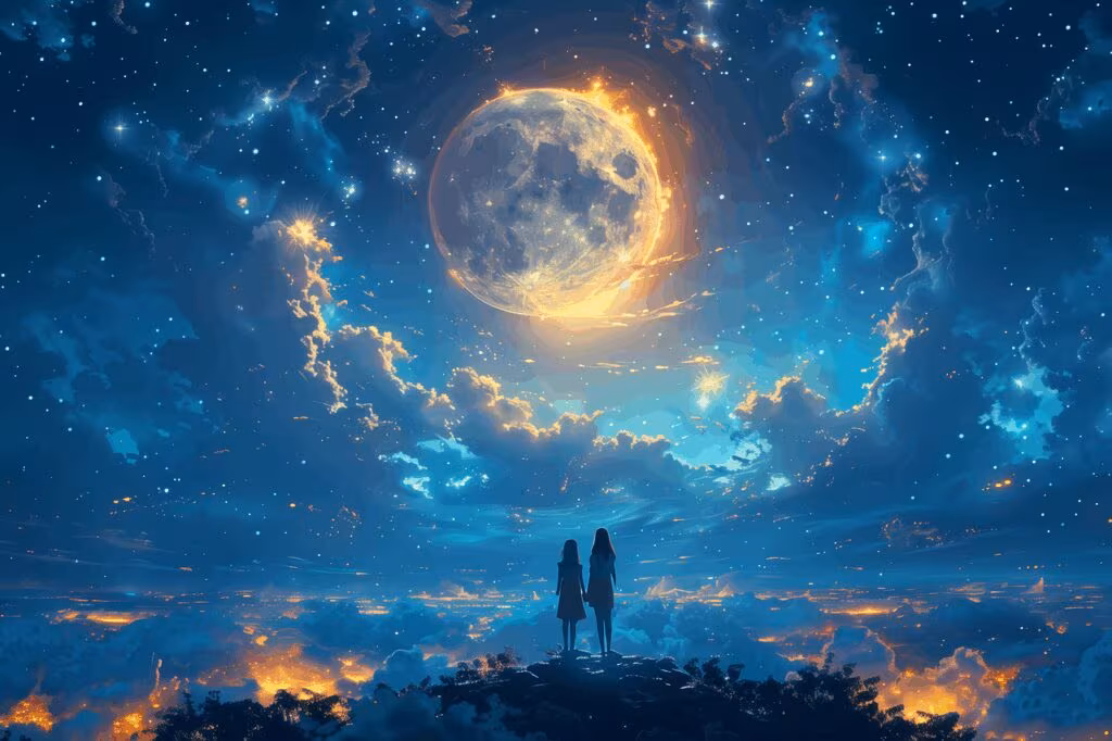 Diagram showing the Moon moving from the Gemini constellation to the Cancer constellation