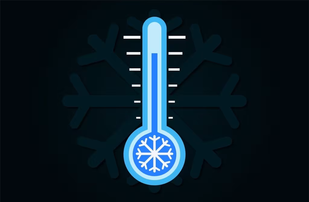 Digital thermostat displaying 68 degrees Fahrenheit, the optimal winter setting for energy savings.