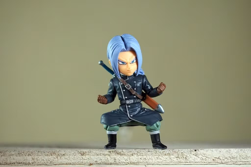 Stylized image of an anime character using specialized gear for vertical movement and combat.