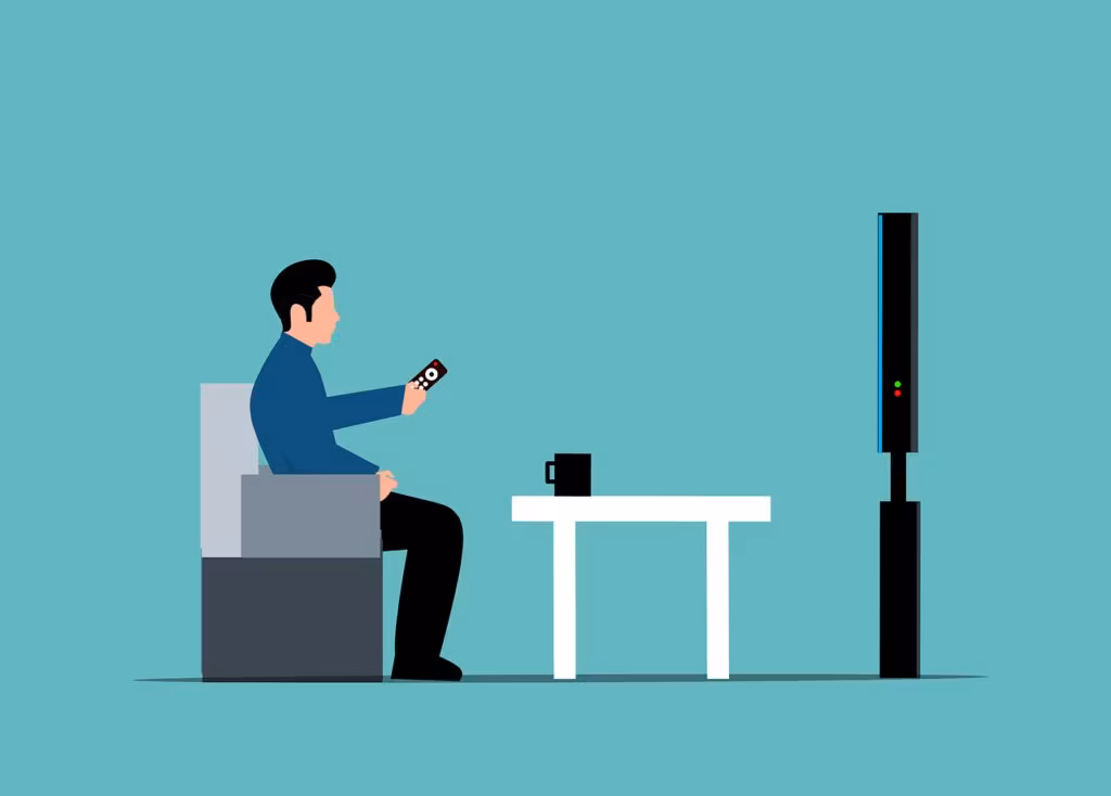 Television production control room with multiple monitors and staff working