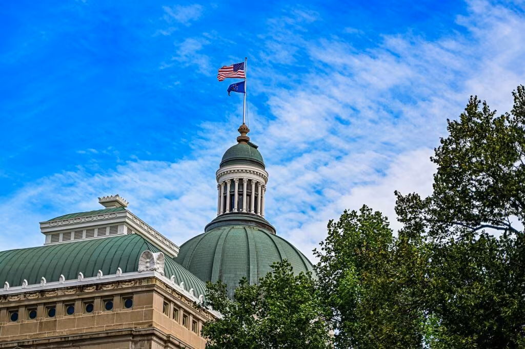 The United States Capitol Building at dusk, symbolizing the political center of the government shutdown.